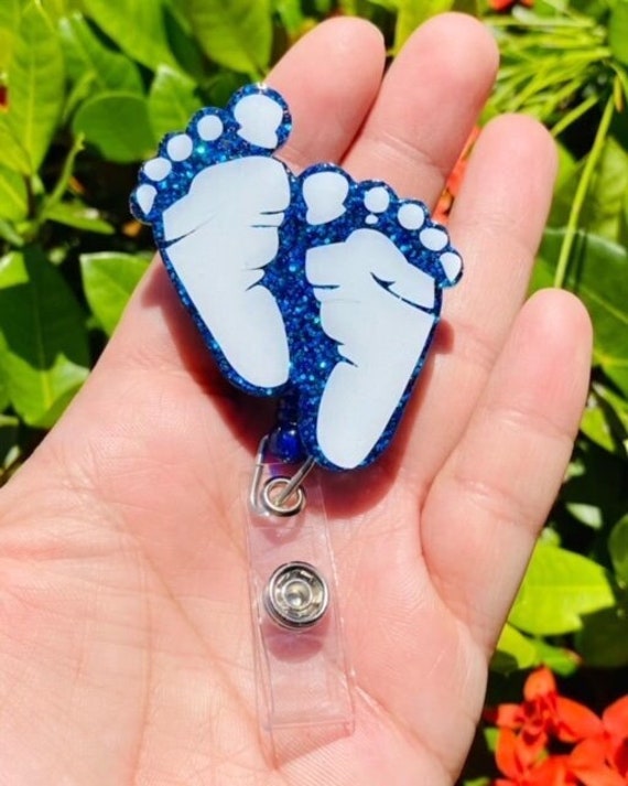 Baby Footprint Beaded Retractable Badge Reel, Baby Badge Holder, Footprint  Badge Reel, Beaded Badge Holder, NICU Nurse Badge Reel,Nurse,CUTE