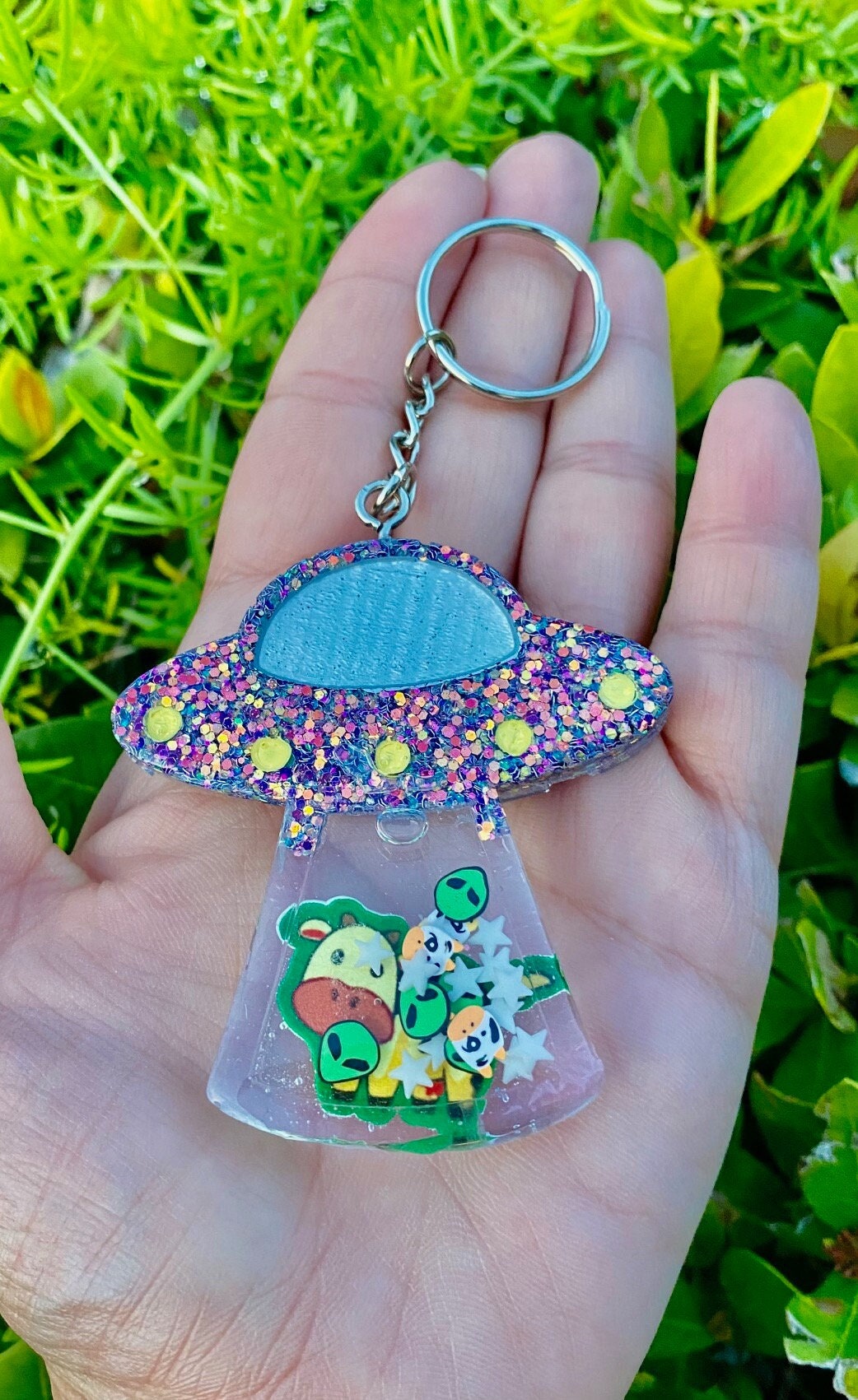 UFO Shaker Keychain, Shaker Keychain, UFO, Keychain, Alien Keychain, Aliens, UFO Badge Holder, Alien, Cute, Gift Idea, Shaker, Keychain