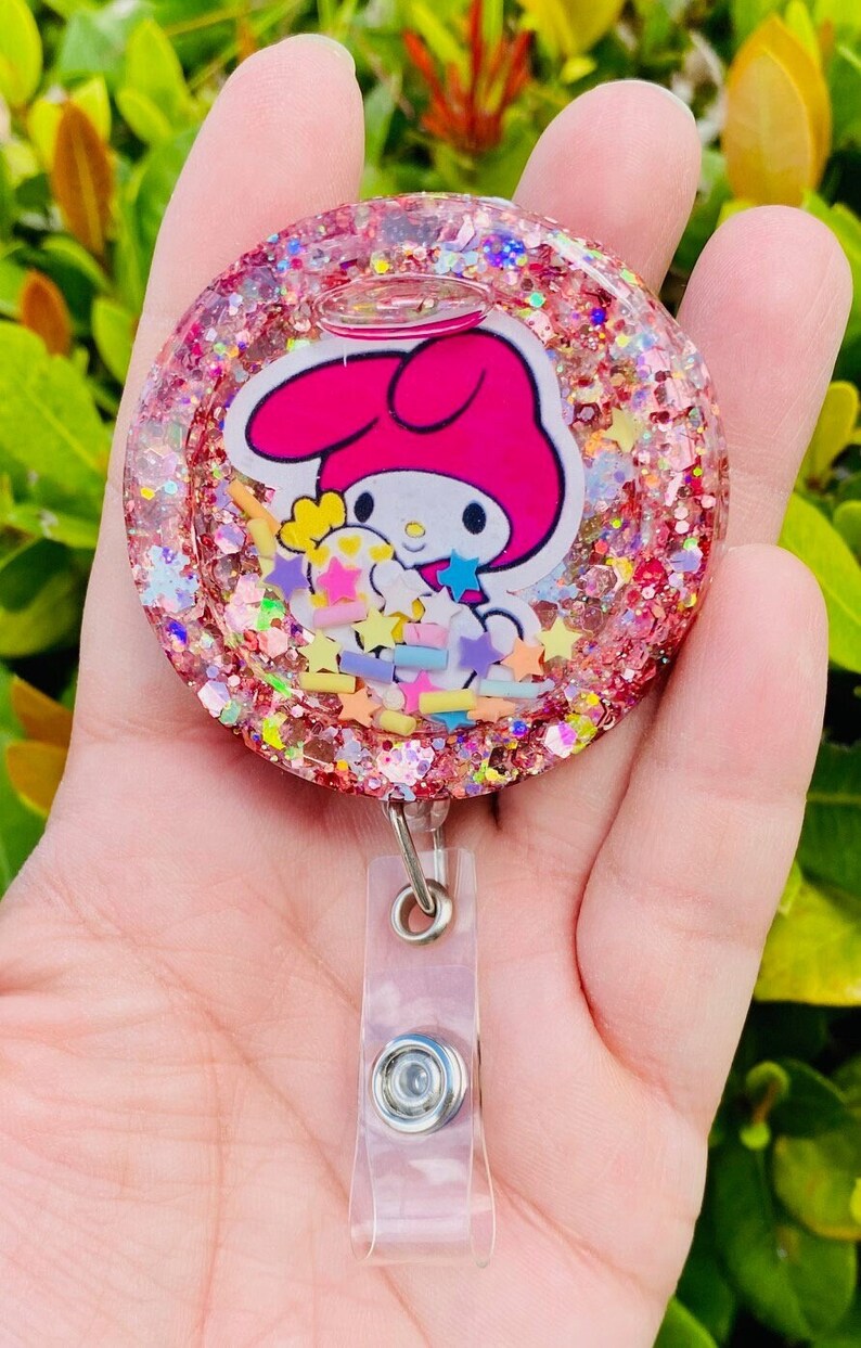 Cute Anime Retractable Badge Clip, Anime Character Shaker Badge Holder