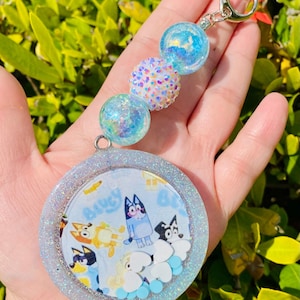 Blue Dog XL Beaded Shaker Keychain, Blue Dog, XL, Shaker Keychain, Beaded Shaker Keychain, Shaker, Gift Idea, Keychain, Beaded Keychain,Cute
