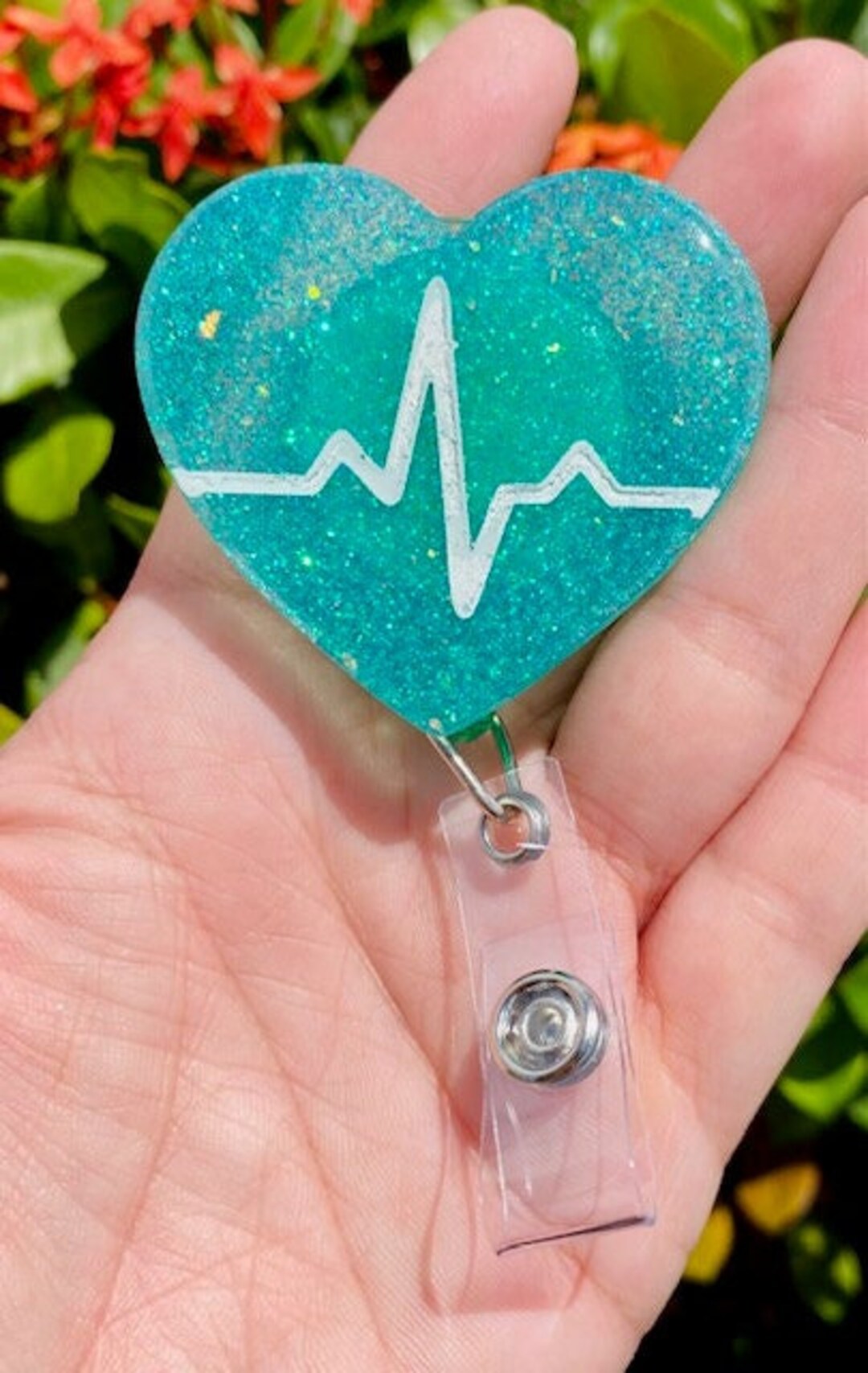 EKG Heart Beat Badge Holder, Heart Beat Badge Reel, Heart Badge Reel