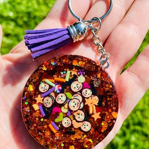 Halloween Candy Shaker Keychain with Tassel Accent, Halloween Shaker Keychain, Trick or Treat Keychain, Halloween Keychain, Pumpkin Keychain