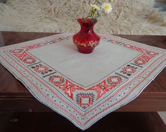 Traditional Handmade Embroidered Tablecloth, Linen tablecloth embroidery, Bulgaria.