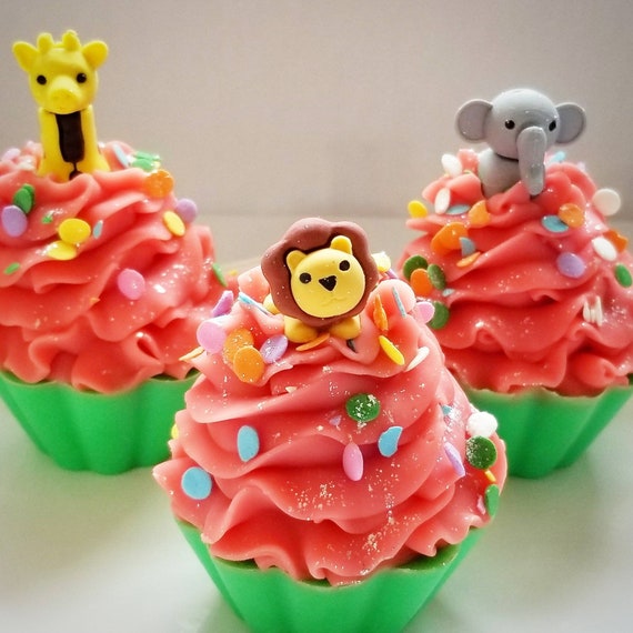 Safari Friends Soap Cupcake / Handmade Soap / Cold Process Soap