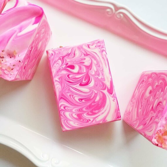 Pink Peppermint Silk Soap / Handmade Soap / Cold Process Soap