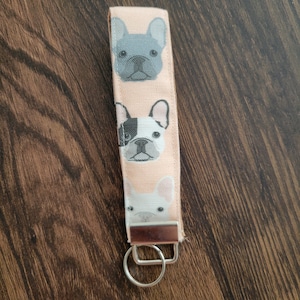 Frenchies French bulldog pink key fob key chain lanyard