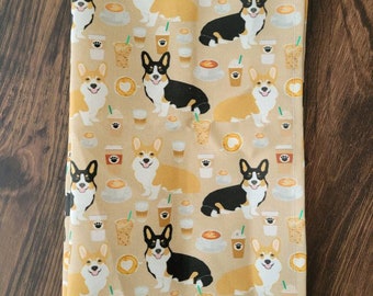 Corgis and Coffee Kitchen Tea Towel