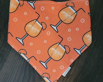 Aperol Spritz orange drinks reversible dog bandana with snap buttons