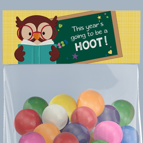 Printable OWL Bag Topper, INSTANT DOWNLOAD : Hoot! Back to School