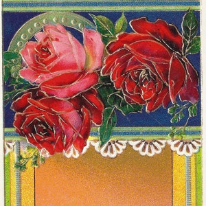 Antigo cartão postal de aniversário vintage, rosas, flores