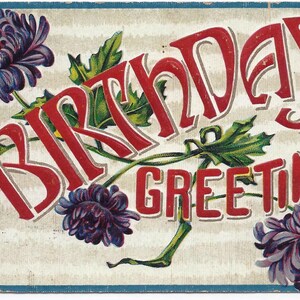 Antigo cartão postal de aniversário vintage, 1914, selo 1c