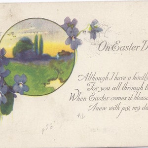 20er Jahre alte Oldtimer Ostern Postkarte, Blumen, Frühling, Gedichte, 1 c US Stempel