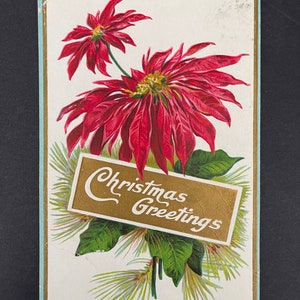 Alte Vintage Weihnachtsgrußkarte - 1c Stempel, Weihnachtssterne