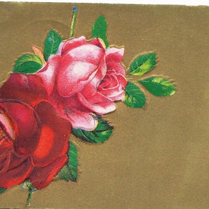 Antigo cartão postal vintage, rosas, 1909, selo 1c