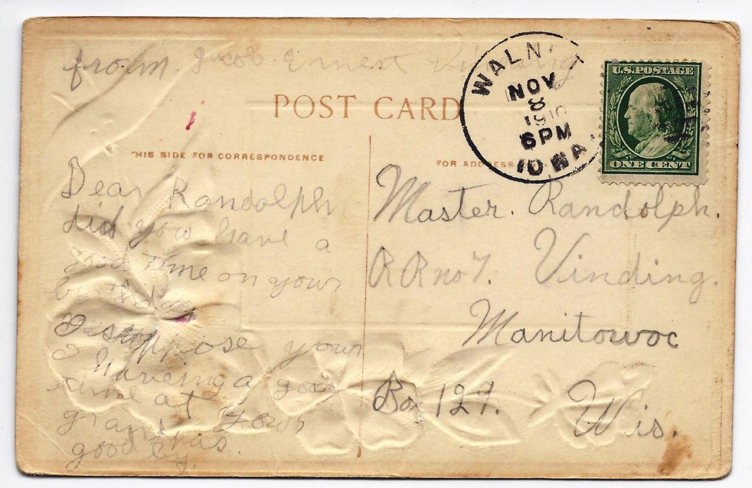 1910 Old Vintage Used Postcard Pink Flowers 1c Stamp Etsy Denmark