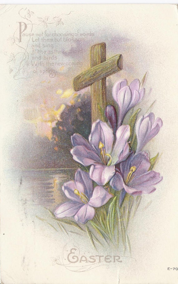 1917 Vintage Easter Postcard Religious Christian Cross | Etsy