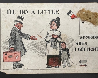Old Humorous Vintage Postcard