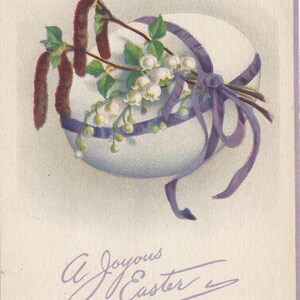 Ancien Vintage Pâques carte postale, fleurs, printemps, l’oeuf de Pâques