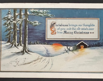 Old Vintage Christmas Greeting Postcard - 2c Stamp