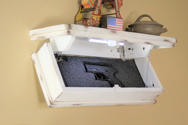 Floating Shelf with Hidden Gun Storage and Personalized Key 23 Etsy