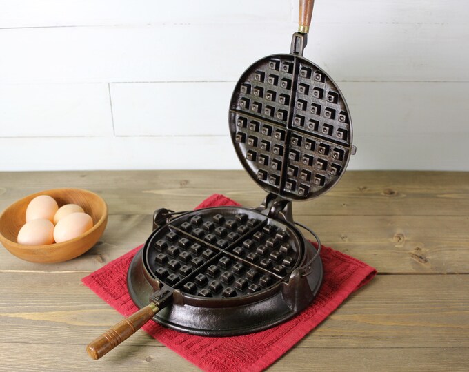 Wagner Ware Cast Iron Waffle Iron Pat 1892 Antique Wagner Ware Waffle