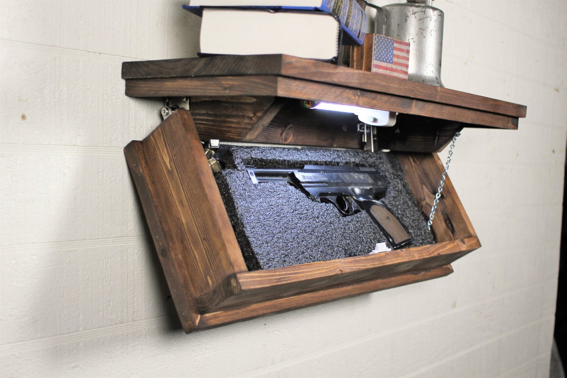 Floating Shelf With Hidden Gun Storage and Personalized Key Etsy