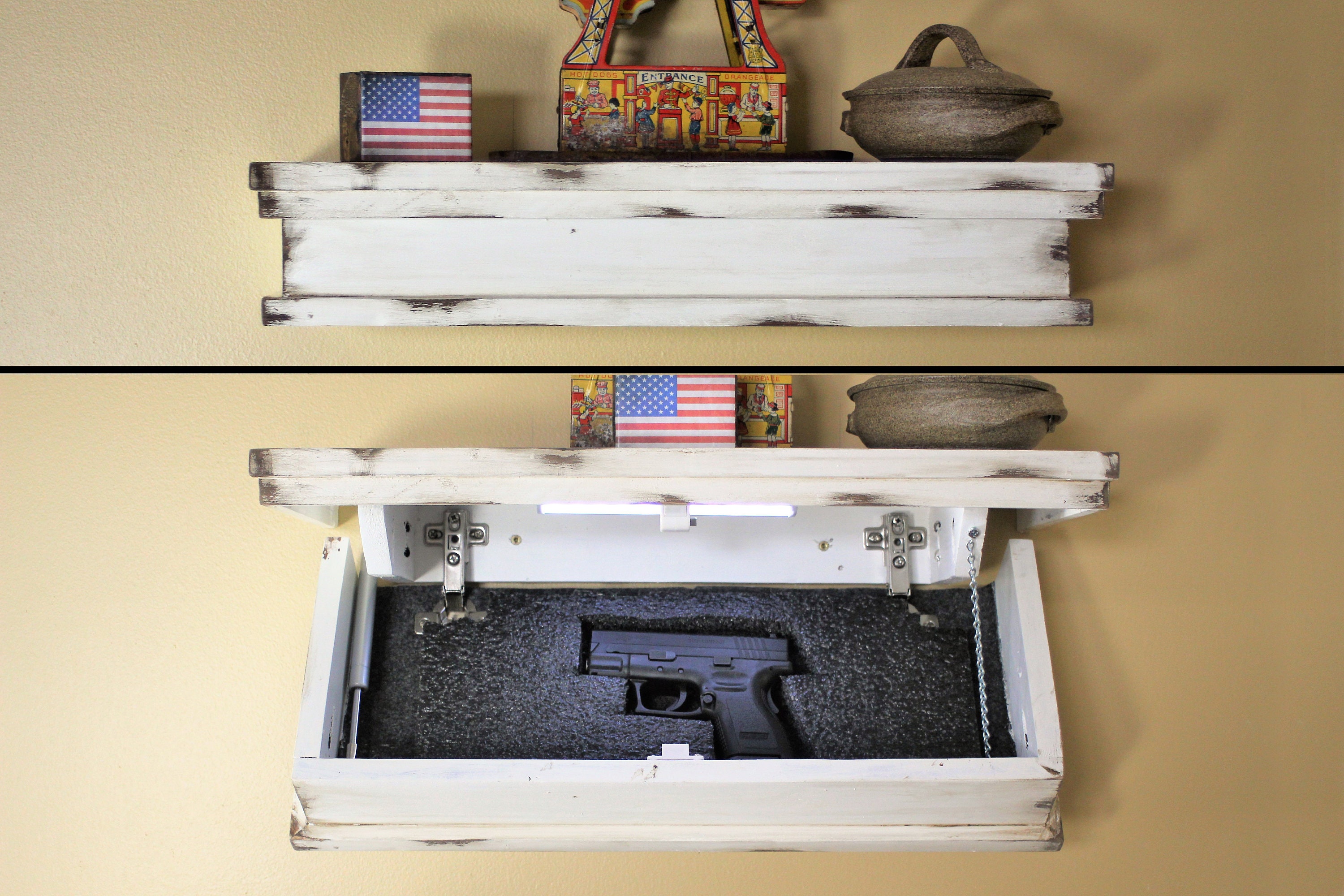 Stow Shelves Concealment Gun Shelf With Hidden Trap Door With RFID Lock