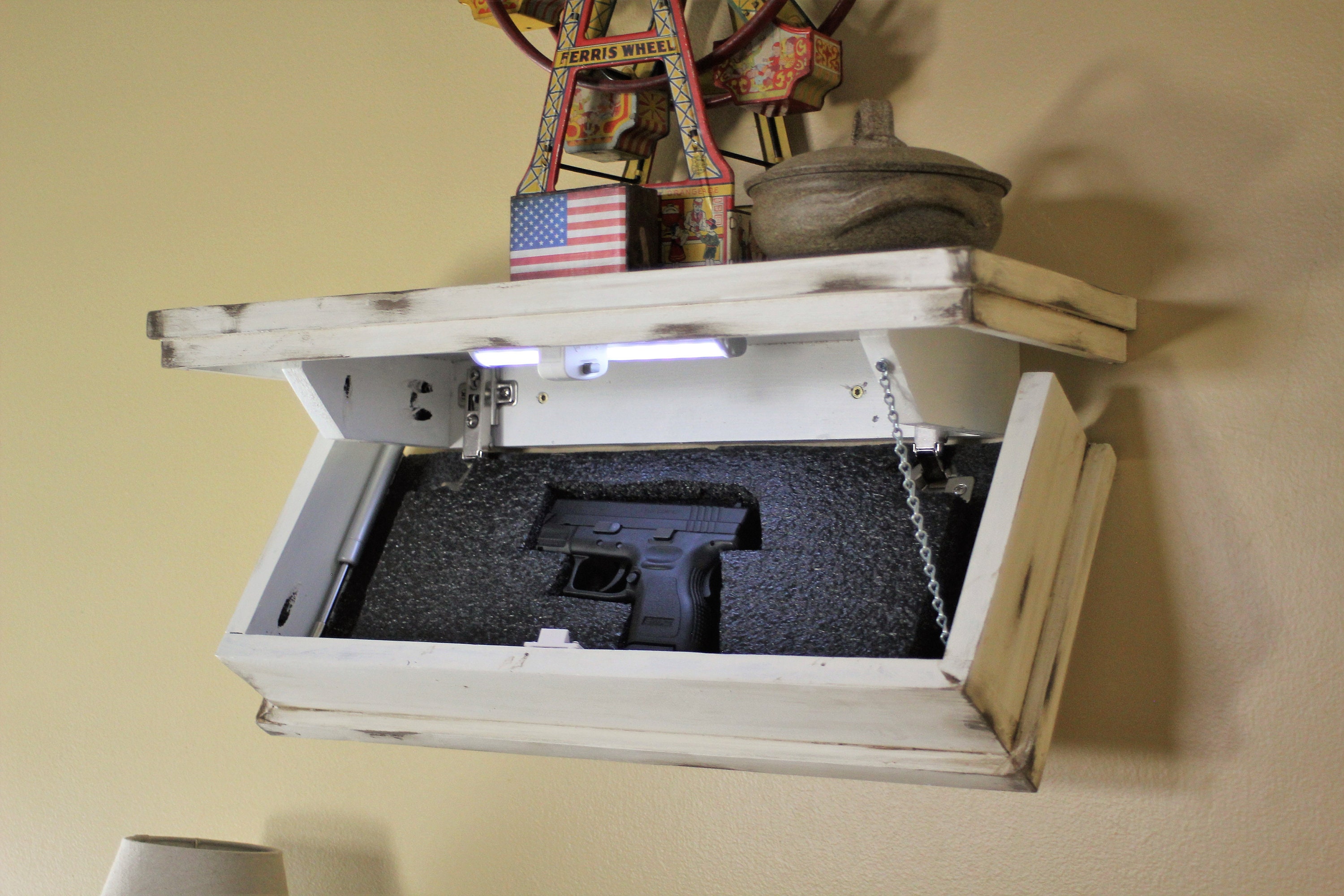 Floating Shelf with Hidden Gun Storage and Personalized Key 23 Etsy