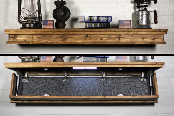 Rustic Floating Shelf With Hidden Compartment And Personalized Etsy