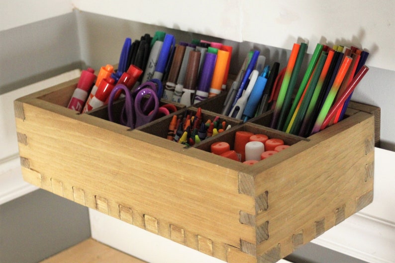 Download Wooden craft storage box crayon caddy crayon organizer art | Etsy
