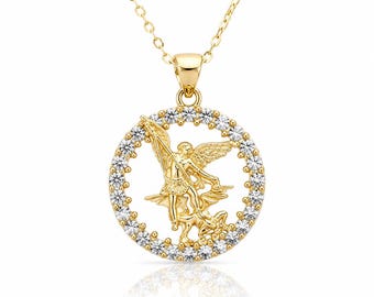 Gold-plated Saint Michael the Archangel necklace, Saint Michael the Archangel medal, Saint Michael the Archangel necklace, protection gift