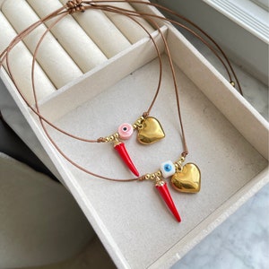 DAINTY-High Quality Adjustable Thread adjustable Necklace Heart Necklaces Protection Necklaces Good Luck Amulet/Chili Necklaces