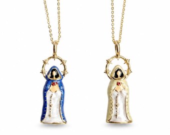 Our Lady of Fatima Necklace, Immaculate Heart of Mary Pendant, Virgin Mary Catholic Jewelry, Religious Gift, Confirmation Gift-Fatima Virgin