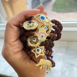 Handmade embroidery amulet bracelet-evil eye micro pave conector-zirconium bracelet-protection bracelet-one of a kind jewelry-gift idea image 10