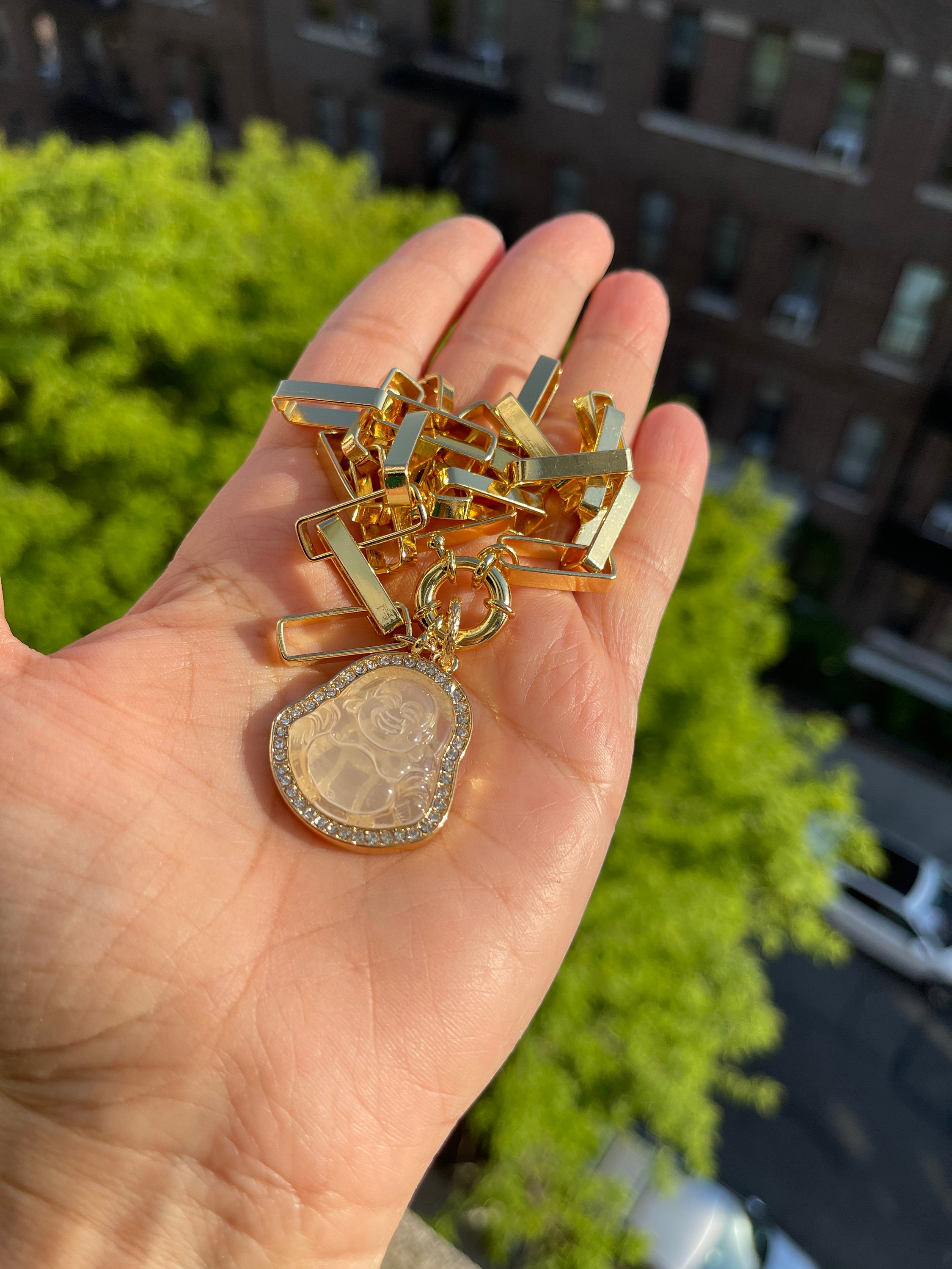 Ladies Buddha Necklace chunky chain Buddah Charm Good Luck Etsy