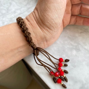 Handmade embroidery amulet bracelet-evil eye micro pave conector-zirconium bracelet-protection bracelet-one of a kind jewelry-gift idea image 5