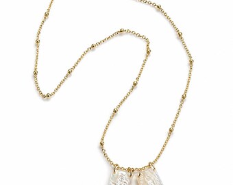 Scapular Necklace- Mother of Pearl -Religious Necklace Gold Filled Chain First Communion Gift Catholic Necklace Virgin Mary Handmade Jewelry