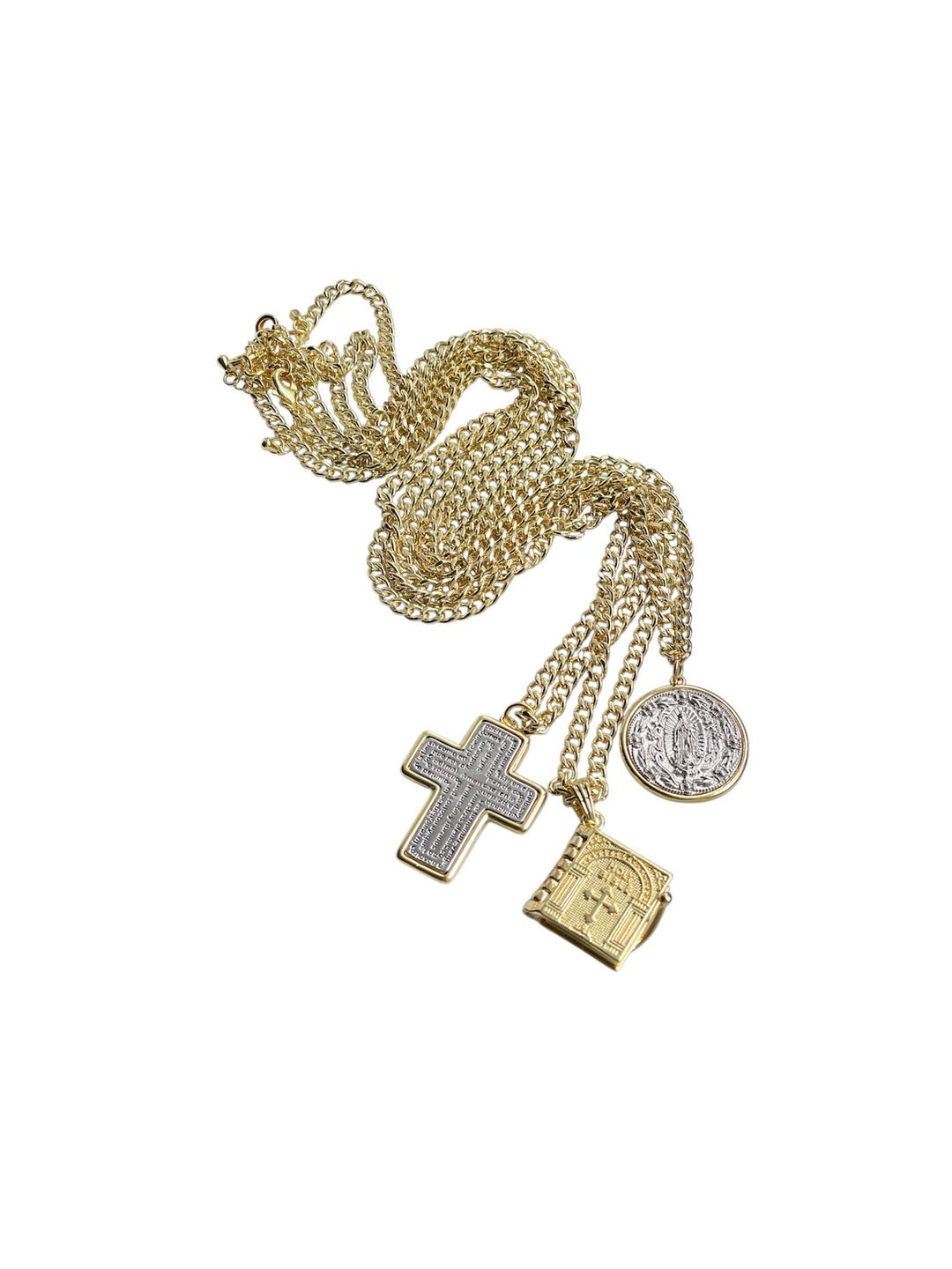 Saint Chain Stainless Steel Saint Benedict Pendant - Our Father Cross - Solid ...