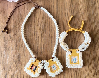 Goldsmith Scapular Necklace, Scapular Jewelry, Virgin Mary Necklace, Religious Gift, Catholic Necklace, Mothers Day Gift, beads bracelet -