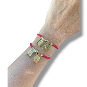 Red String Bracelet with Gold-Plated Charms – Adjustable Protection Amulet, Spiritual Jewelry, Handmade Lucky Bracelet for Men & Women-red