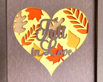 3D Fall In Love | Autumn SVG shadow box - for Cricut, Silhouette Cameo or other cutting machines