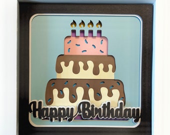 3D Birthday SVG shadow box - for Cricut, Silhouette Cameo or other cutting machines