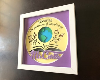 3D Personalized Gift for School Librarian SVG shadow box - for Cricut, Silhouette Cameo or other cutting machines