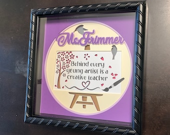 3D Personalized Gift for Art Teacher SVG shadow box - for Cricut, Silhouette Cameo or other cutting machines