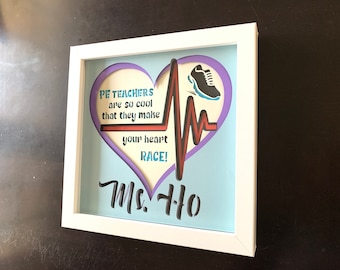 3D Personalized Gift for PE Teacher | GYM Teacher SVG shadow box - for Cricut, Silhouette Cameo or other cutting machines