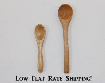 Natural Wooden Spoon- Flat rate shipping!! -  2 spoons per order -Mini Spoon 3.5" long, Small Spoon 5" long,