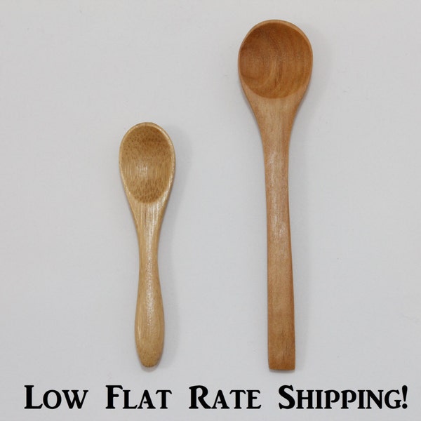 Natural Wooden Spoon- Flat rate shipping!! -  2 spoons per order -Mini Spoon 3.5" long, Small Spoon 5" long,