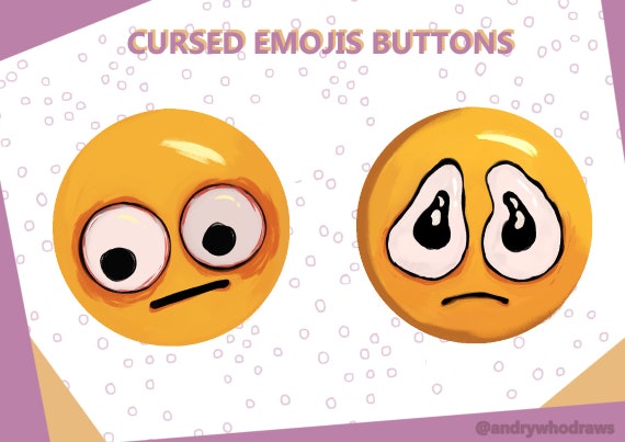 Cursed Emoji Button Pinback Badge Meme 45 mm