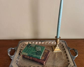 アンティーク バーバー シルバーメッキ サービングトレイ、装飾的なエドワード朝様式のバトラープラッター (17x12.25インチ)
