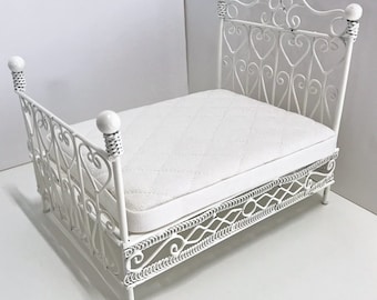 Dollhouse Bedding, White Dollhouse Mattress, DELUXE Diamond Pillow Top, Double Bed Size, 1/12 Scale Mattress, Doll Collector's Gift, Crib